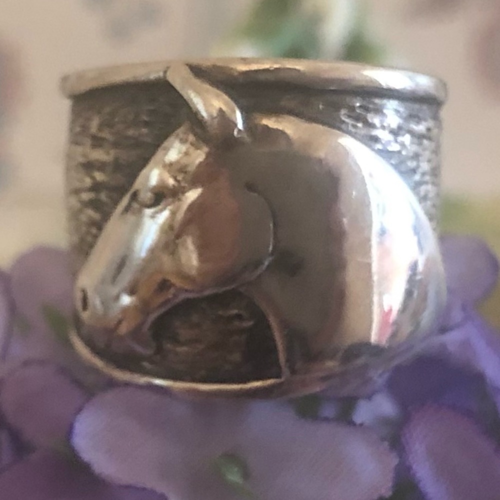 Rare Vintage Silpada Sterling Silver Equestrian Horse Head Ring R1460 Size 6 - Picture 6 of 12